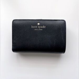 KATE SPADE Black Elsie Pebbled Leather Bifold Wallet